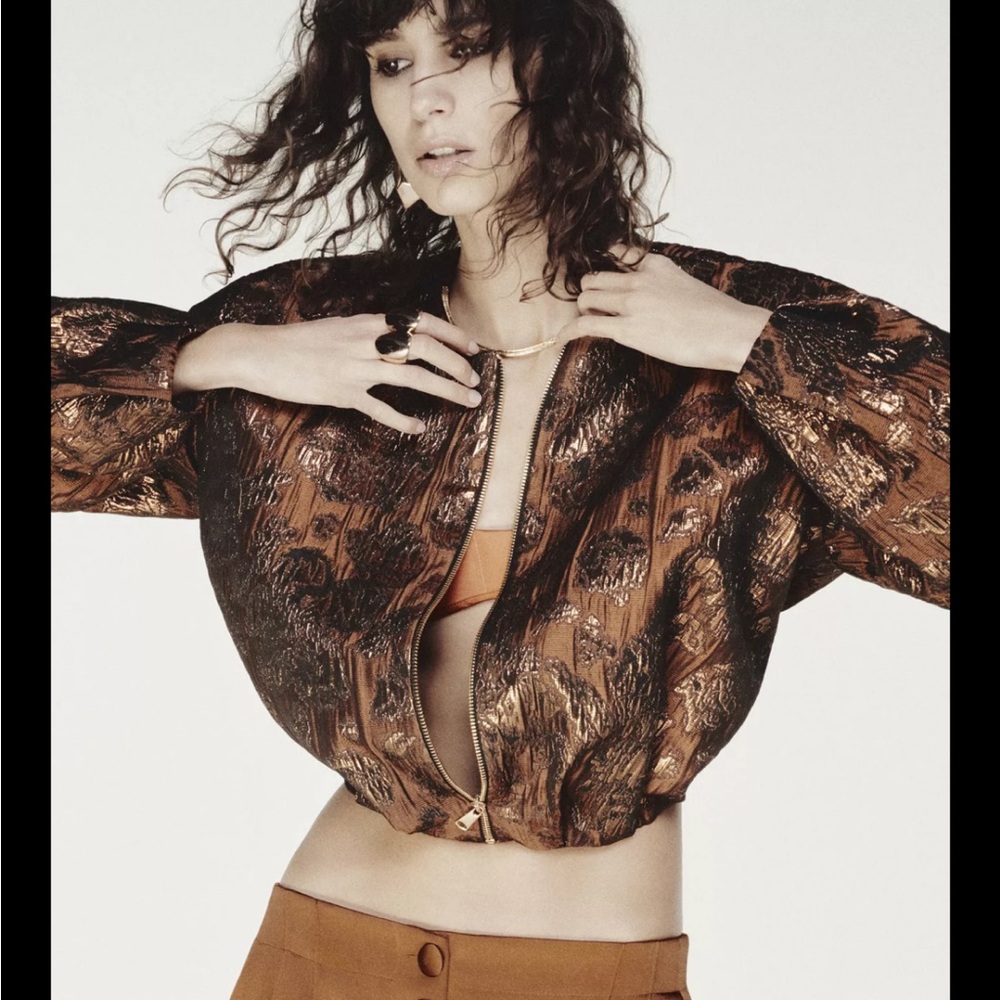 Zara limited edition Party wear SHINY JACQUARD BOMBER JACKET